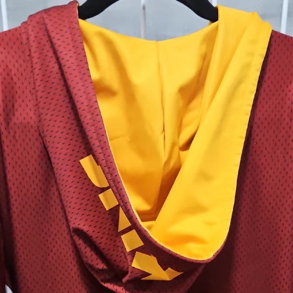 Burgundy and Gold Redskins Hoodie with Old School Logo And Name - Picture 8 of 8